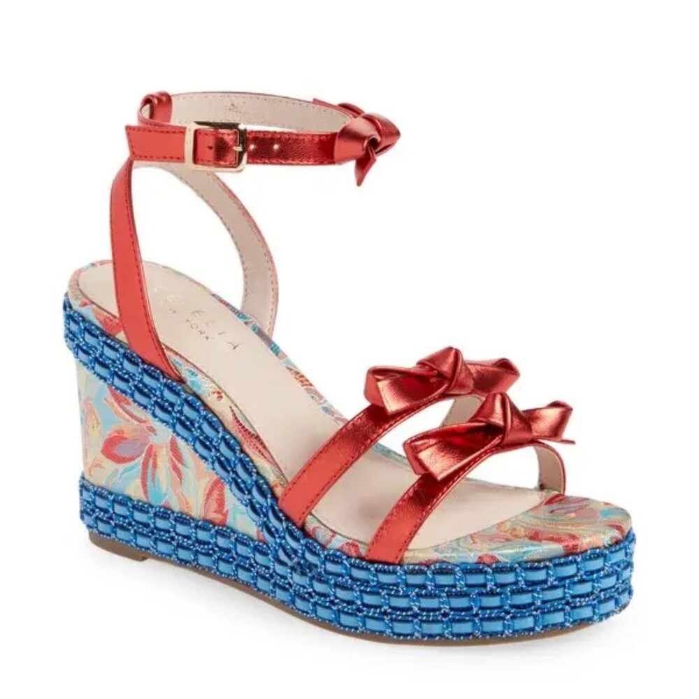 Cecelia New York | Whinney Platform Wedge in Red Metallic | 6.5